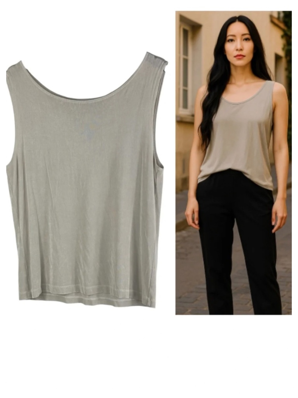 Chicos Travelers Tank Top Shell Cami Sz 3 (XL 1X 16) Liquid Knit Silky Tan Beige